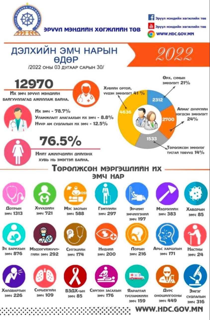 Манай улсад 13 мянга орчим их эмч ажиллаж байна